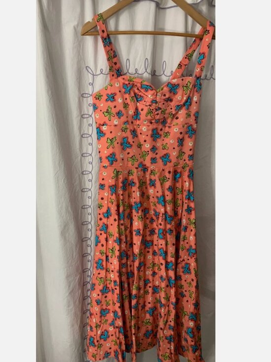 Pinup Couture Dresses & Skirts - Pinup Couture Mary Blair Butterfly Dress Flowers Coral Retro Large Pockets